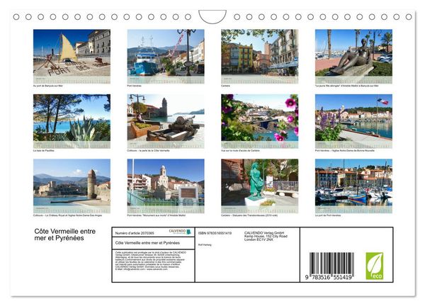 Produktbild: C&ocirc;te Vermeille entre mer et Pyr&eacute;n&eacute;es (Calendrier mural 2026 DIN A4 vertical), CALVENDO calendrier mensuel