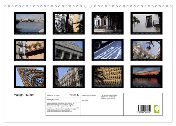 Produktbild: M&aacute;laga - 50mm (Wandkalender 2026 DIN A3 quer), CALVENDO Monatskalender