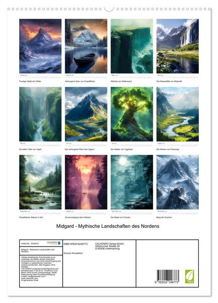 Produktbild: Midgard - Mythische Landschaften des Nordens (hochwertiger Premium Wandkalender 2026 DIN A2 hoch), Kunstdruck in Hochglanz