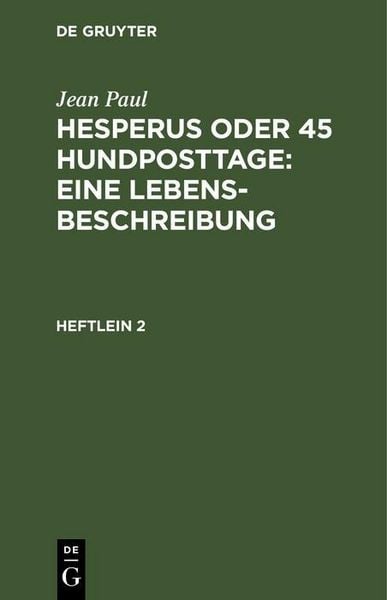 Produktbild: Hesperus oder 45 Hundposttage : Eine Lebensbeschreibung
