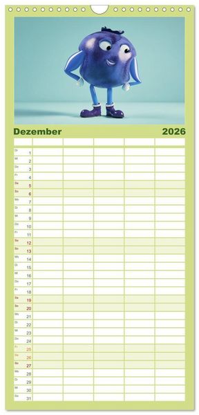 Produktbild: Familienplaner 2026 - Vegane Power - Kalender f&uuml;r Veganer, Vegetarier und alle Pflanzenfans mit 5 Spalten (Wandkalender, 21 x 45 cm) CALVENDO
