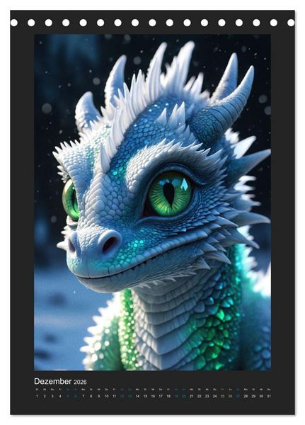 Produktbild: Verzauberte Drachen: Ein Jahr voll kleiner Wunder! (Tischkalender 2026 DIN A5 hoch), CALVENDO Monatskalender