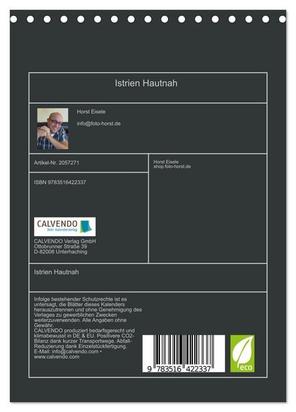 Produktbild: Istrien Hautnah (Tischkalender 2026 DIN A5 hoch), CALVENDO Monatskalender