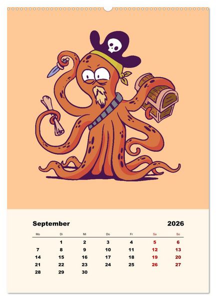 Produktbild: Tierische Piraten (hochwertiger Premium Wandkalender 2026 DIN A2 hoch), Kunstdruck in Hochglanz
