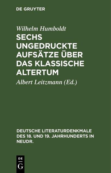 Produktbild: Sechs ungedruckte Aufs&auml;tze &uuml;ber das klassische Altertum