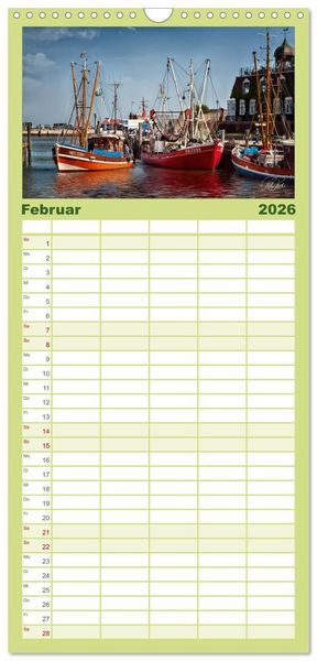 Produktbild: Familienplaner 2026 - Ostfriesland, die alten H&auml;fen - Greetsiel, Neuharlingersiel, Carolinensiel mit 5 Spalten (Wandkalender, 21 x 45 cm) CALVENDO