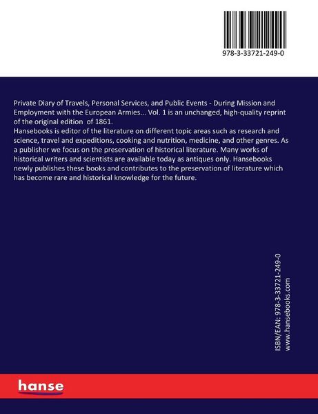 Produktbild: Private Diary of Travels, Personal Services, and Public Events