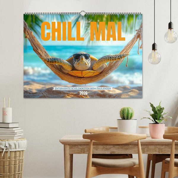 Produktbild: CHILL MAL - Entspannte Schildkr&ouml;ten beim Faulenzen (Wandkalender 2026 DIN A2 quer), CALVENDO Monatskalender