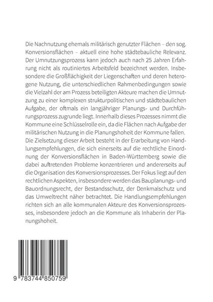 Produktbild: Nachnutzung der milit&auml;rischen Konversionsfl&auml;chen