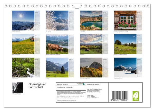 Produktbild: Oberallg&auml;uer Landschaft (Wandkalender 2026 DIN A4 quer), CALVENDO Monatskalender