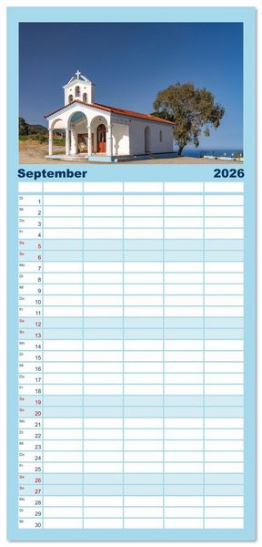 Produktbild: Familienplaner 2026 - Griechenland - Eub&ouml;a - Evia mit 5 Spalten (Wandkalender, 21 x 45 cm) CALVENDO