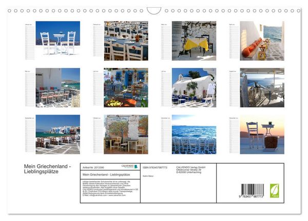 Produktbild: Mein Griechenland - Lieblingspl&auml;tze (Wandkalender 2026 DIN A3 quer), CALVENDO Monatskalender