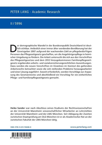 Produktbild: Pflegezeit und Familienpflegezeit aus arbeitsrechtlicher Sicht