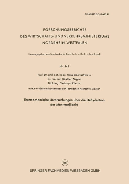 Produktbild: Thermochemische Untersuchungen &uuml;ber die Dehydration des Montmorillonits