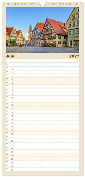 Produktbild: Familienplaner 2027 - Dinkelsb&uuml;hl - Zw&ouml;lf Momente in der Altstadt mit 5 Spalten (Wandkalender, 21 x 45 cm) CALVENDO