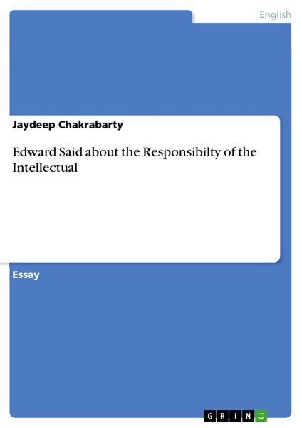 Produktbild: Edward Said about the Responsibilty of the Intellectual