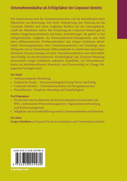 Produktbild: Unternehmenskultur als Erfolgsfaktor der Corporate Identity