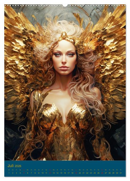 Produktbild: Engel. Goldverzierte Sch&ouml;nheiten in zeitloser Eleganz (hochwertiger Premium Wandkalender 2026 DIN A2 hoch), Kunstdruck in Hochglanz