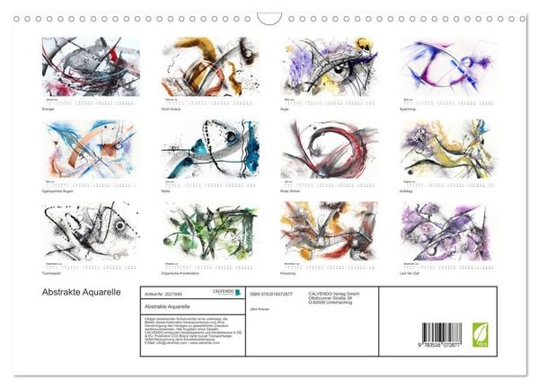 Produktbild: Abstrakte Aquarelle (Wandkalender 2026 DIN A3 quer), CALVENDO Monatskalender