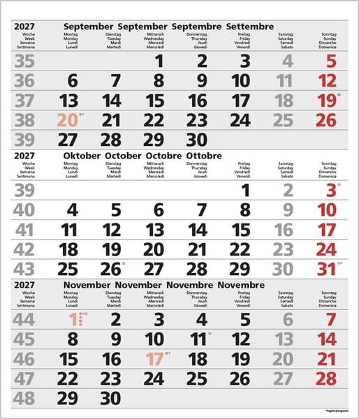 Produktbild: 3-Monats-Planer Comfort Grau 2027