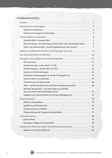 Produktbild: Die Physiker &ndash; Friedrich D&uuml;rrenmatt &ndash; Lehrerheft &ndash; Real- und Werkrealschule