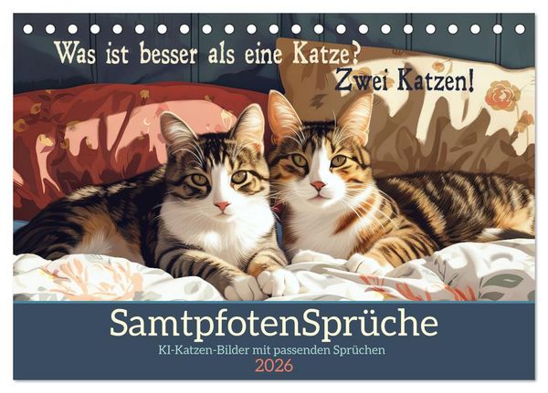 Samtpfotensprüche (Tischkalender 2026 DIN A5 quer), CALVENDO Monatskalender
