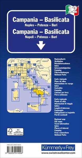 Produktbild: K&uuml;mmerly+Frey Regional-Strassenkarte 12 Kampanien, Basilicata 1:200.000
