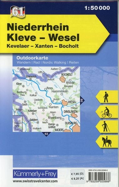 KuF Deutschland Outdoorkarte 61 Niederrhein, Kleve-Wesel, Kevelaer, Xanten - Bocholt  1 : 50 000 LZ bis 2025