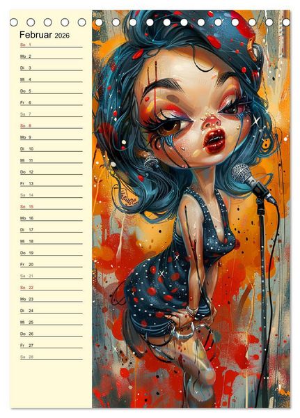 Produktbild: Rockabilly. Strange Comic-Kunst Girls im 50er-Jahre Stil (Tischkalender 2026 DIN A5 hoch), CALVENDO Monatskalender