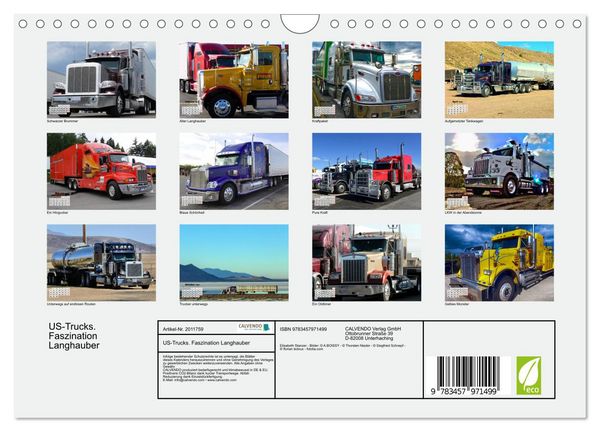 Produktbild: US-Trucks. Faszination Langhauber (Wandkalender 2026 DIN A4 quer), CALVENDO Monatskalender