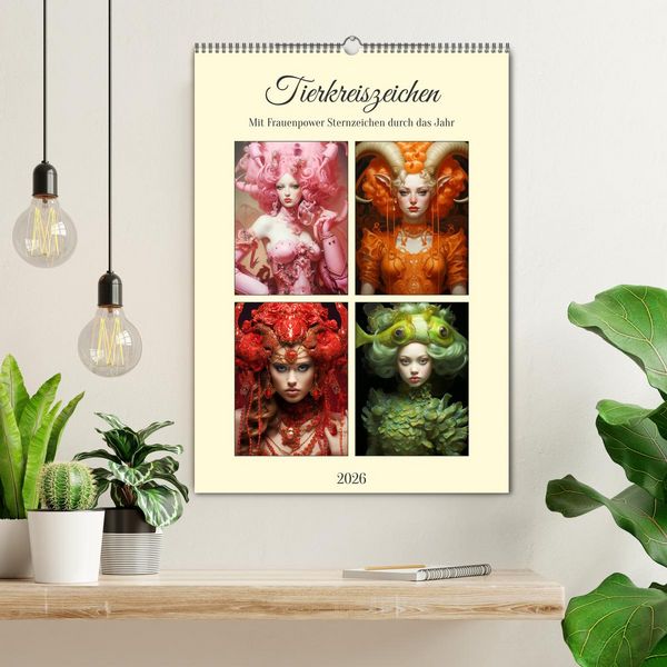 Produktbild: Tierkreiszeichen. Mit Frauenpower Sternzeichen durch das Jahr (Wandkalender 2026 DIN A2 hoch), CALVENDO Monatskalender