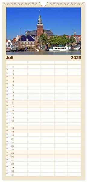 Produktbild: Familienplaner 2026 - Ostfriesland mit 5 Spalten (Wandkalender, 21 x 45 cm) CALVENDO