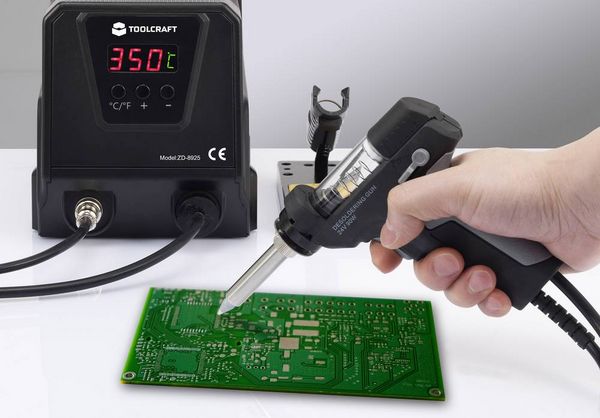 Produktbild: TOOLCRAFT ZD-8925 Entl&ouml;tstation digital 90W 160 - 480&deg;C inkl. Entl&ouml;tsaugpumpe
