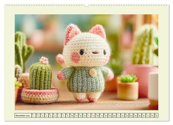 Produktbild: Amigurumi-Gl&uuml;ck. Niedliche H&auml;ckelkunst aus Japan (Wandkalender 2026 DIN A2 quer), CALVENDO Monatskalender