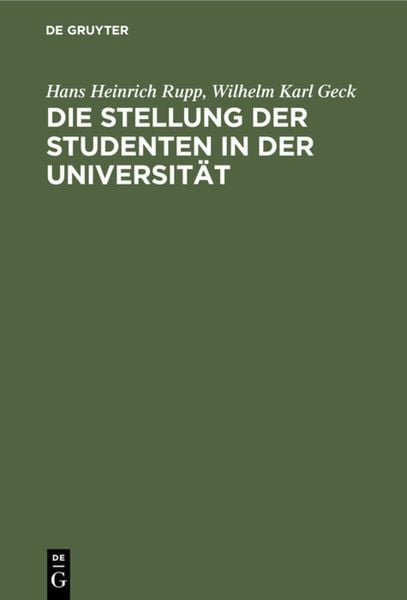 Produktbild: Die Stellung der Studenten in der Universit&auml;t
