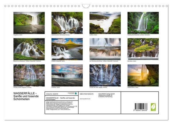 Produktbild: WASSERF&Auml;LLE - Sanfte und tosende Sch&ouml;nheiten (Wandkalender 2026 DIN A3 quer), CALVENDO Monatskalender