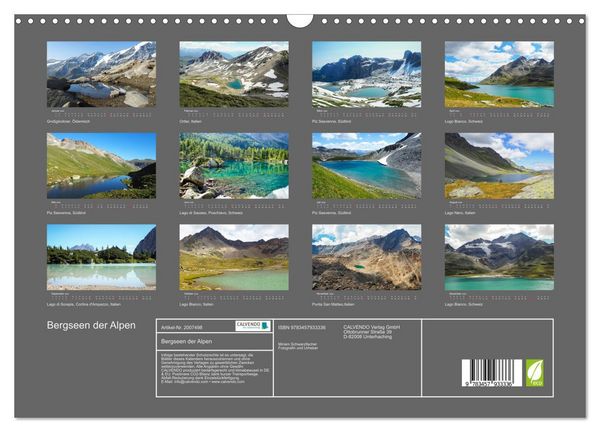 Produktbild: Bergseen der Alpen (Wandkalender 2026 DIN A3 quer), CALVENDO Monatskalender
