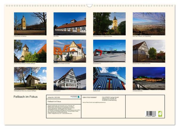 Produktbild: Fellbach im Fokus (Wandkalender 2026 DIN A2 quer), CALVENDO Monatskalender