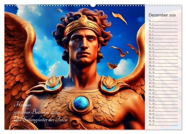 Produktbild: Die Unsterblichen - Griechische KI-G&ouml;ttinnen und KI-G&ouml;tter (Wandkalender 2026 DIN A2 quer), CALVENDO Monatskalender