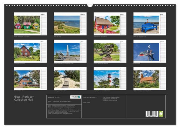 Produktbild: Nida - Perle am Kurischen Haff (Wandkalender 2026 DIN A2 quer), CALVENDO Monatskalender