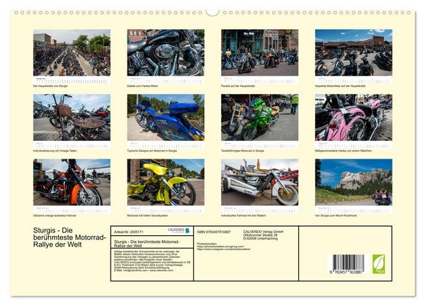 Produktbild: Sturgis - Die ber&uuml;hmteste Motorrad-Rallye der Welt (hochwertiger Premium Wandkalender 2026 DIN A2 quer), Kunstdruck in Hochglanz