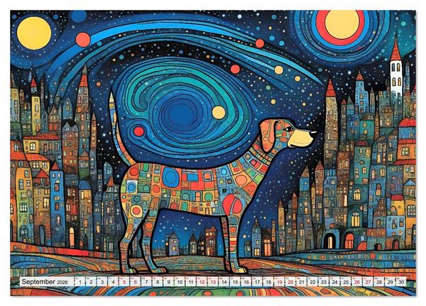 Produktbild: Bunte Hundebande (hochwertiger Premium Wandkalender 2026 DIN A2 quer), Kunstdruck in Hochglanz