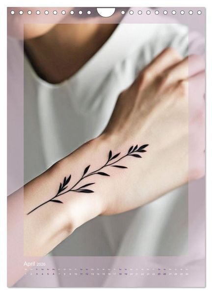 Produktbild: Florale Tattoos Stilvoll und minimalistisch (Wandkalender 2026 DIN A4 hoch), CALVENDO Monatskalender