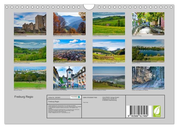 Produktbild: Freiburg Regio (Wandkalender 2027 DIN A4 quer), CALVENDO Monatskalender