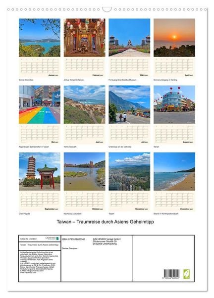 Produktbild: Taiwan &ndash; Traumreise durch Asiens Geheimtipp (Wandkalender 2027 DIN A2 hoch), CALVENDO Monatskalender