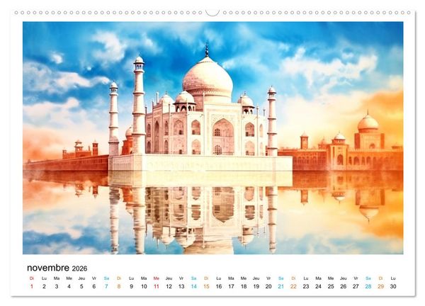 Produktbild: &Eacute;difices c&eacute;l&egrave;bres, autour du monde (Calendrier mural 2026 DIN A2 vertical) calendrier de bureau