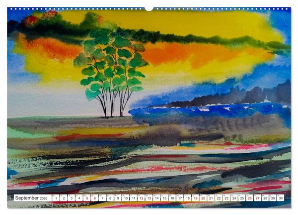 Produktbild: Roland Reiff Aquarelle Himmelslanschaften (hochwertiger Premium Wandkalender 2026 DIN A2 quer), Kunstdruck in Hochglanz