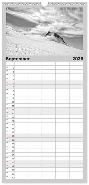 Produktbild: Familienplaner 2026 - Bergsucht 2026 mit 5 Spalten (Wandkalender, 21 x 45 cm) CALVENDO