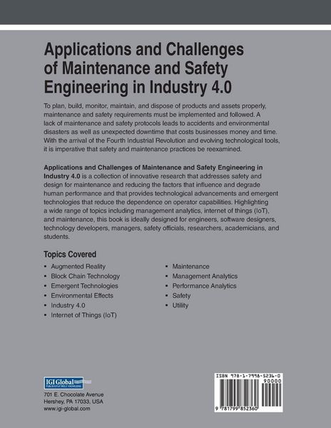 Produktbild: Applications and Challenges of Maintenance and Safety Engineering in Industry 4.0