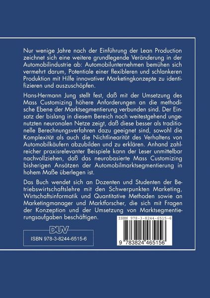 Produktbild: Neurobasiertes Mass Customizing zur Segmentierung des deutschen PKW-Marktes